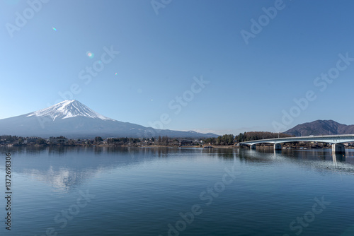 河口湖大橋と富士山
