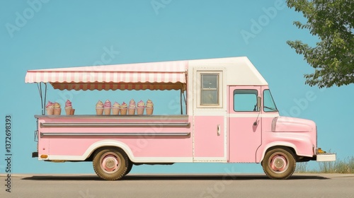 Charming Ice Cream Vehicle: A Joyful Summer Delight on Wheels