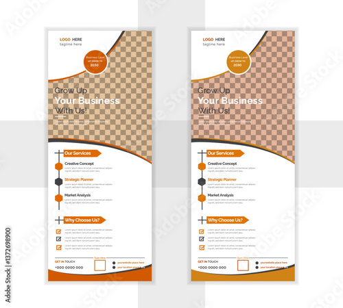 Corporate business roll up banner design. Modern pull up banner template or X banner signage minimal design. Can be used for Business Agency, Medical, Healthcare, School banner.