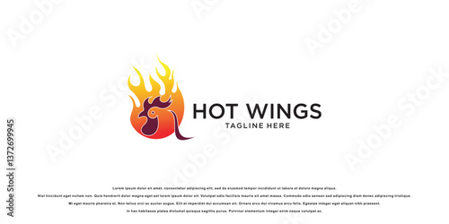 Hot spicy chicken wings logo design with modern concept