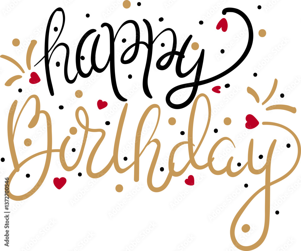 Hand-Drawn Happy Birthday Typography with Doodles Hand-Drawn Happy Birthday Typography with Doodles