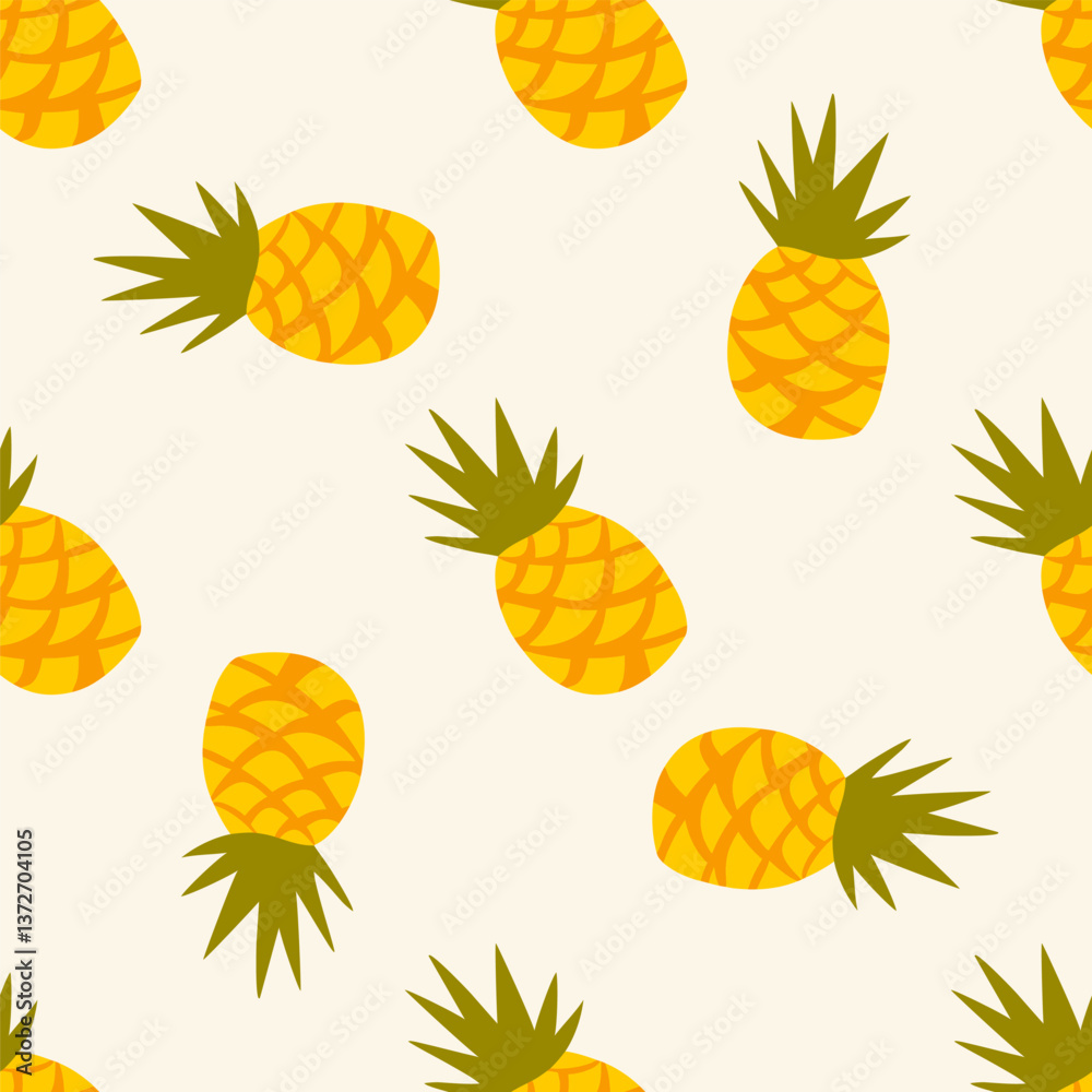 Pineapples Only on Beige Background. Seamless pattern background ideal for wrapping paper, fabric, textile etc. Pineapples Only on Beige Background. Seamless pattern background ideal for wrapping paper, fabric, textile etc.