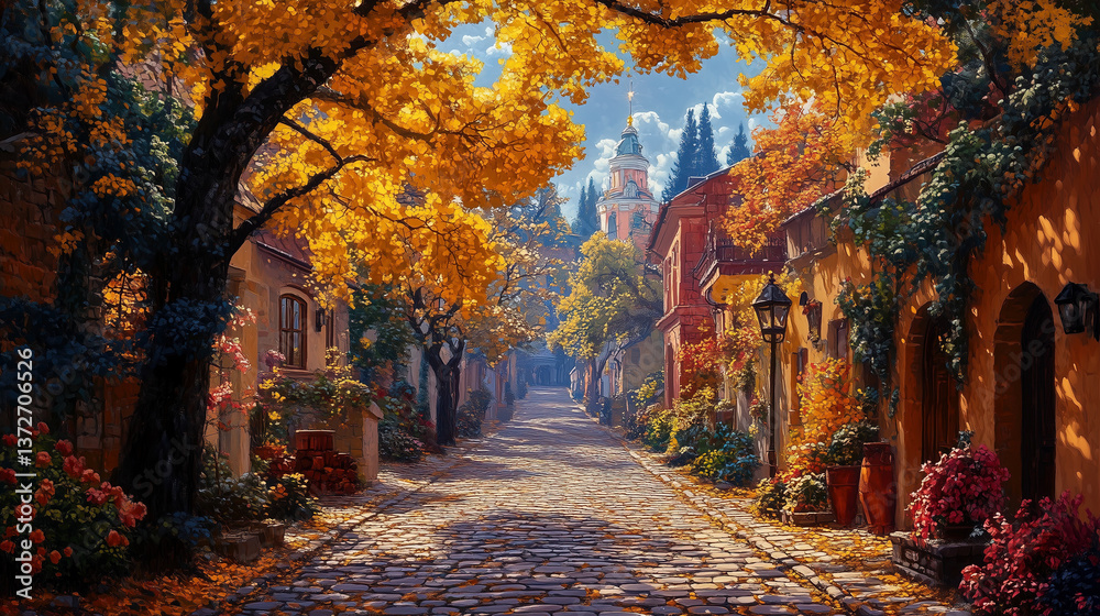 Fototapeta premium Autumn Fairytale Town