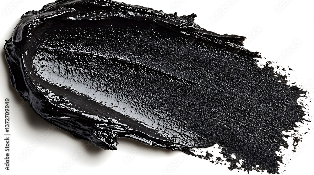 Fototapeta premium Abstract Black Paint Splash Creating A Smooth Texture On White Canvas Background