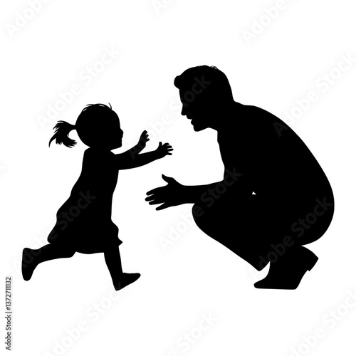 Dad and daughter, family love, parent and child, vector illustration, father’s day