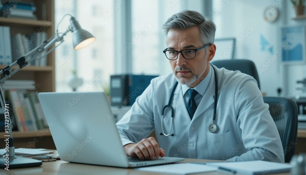 doctor working on computer doctor working on computer