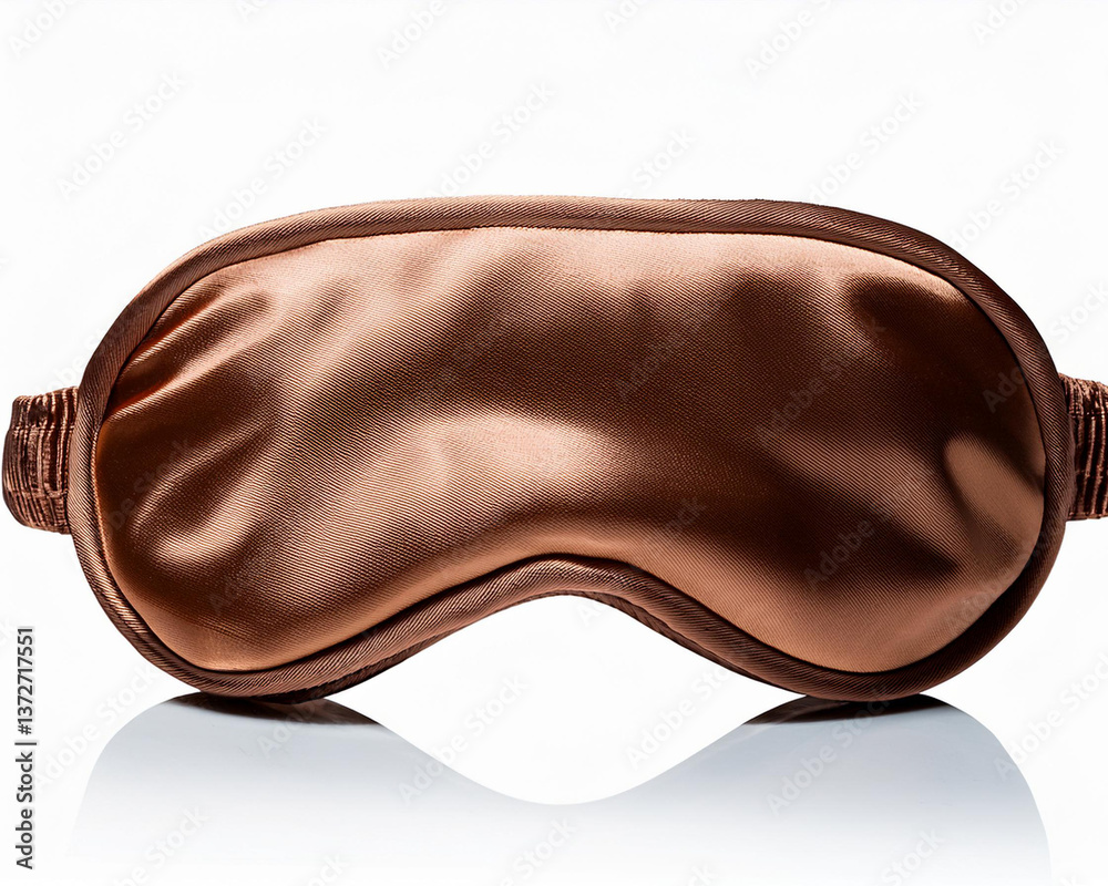 Sleep mask made of shiny brown silk that blocks out all light, isolated png file Sleep mask made of shiny brown silk that blocks out all light, isolated png file