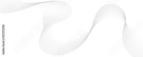 Gray wave curve lines abstract background with flowing particles. Digital energy waves technology concept. Modern backdrop design for business, presentation, banner.