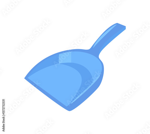 Blue dustpan isolated on white background. Vector cartoon flat illustration. 