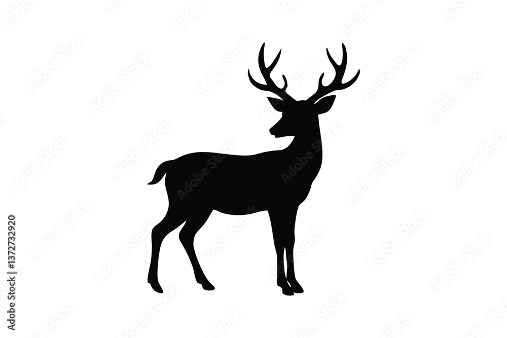 Obraz premium Silhouette design of a deer standing in profile vector art illustration.eps