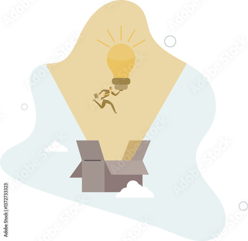 Think outside the box, creativity to create different business idea or motivation and innovation concept.flat character life .