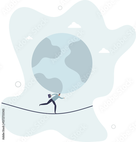 Geopolitical risk, world leader conflict, war and invasion danger causing economic and investment risk, nuclear war tension concept.flat character life .