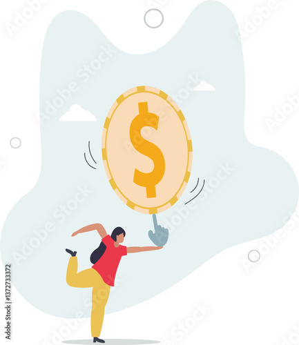 Financial plan investment strategy, decision to make profit or pay off debt, contemplation or thinking about savings and wealth concept.flat character life .