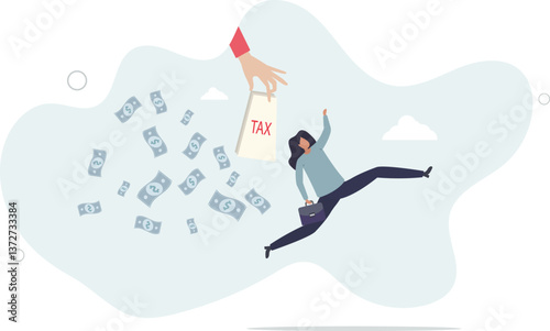 Tax evasion, illegal hide revenue and avoid paying government tax, fraud and money laundering or financial crime concept.flat character life .