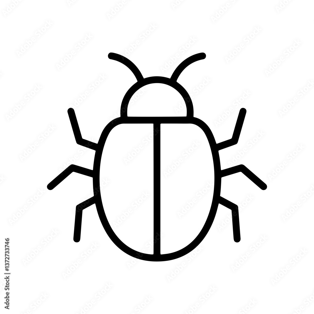 Simple Outline of a Beetle in Black and White Simple Outline of a Beetle in Black and White
