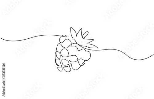 Raspberry one line drawing. Continuous outline of Raspberry fruit, Vector illustration healthy food concept, Single continuous line drawing whole healthy organic raspberry.