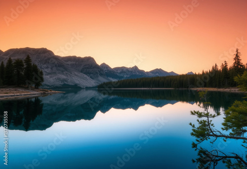 A beautiful lake with mountains in the background