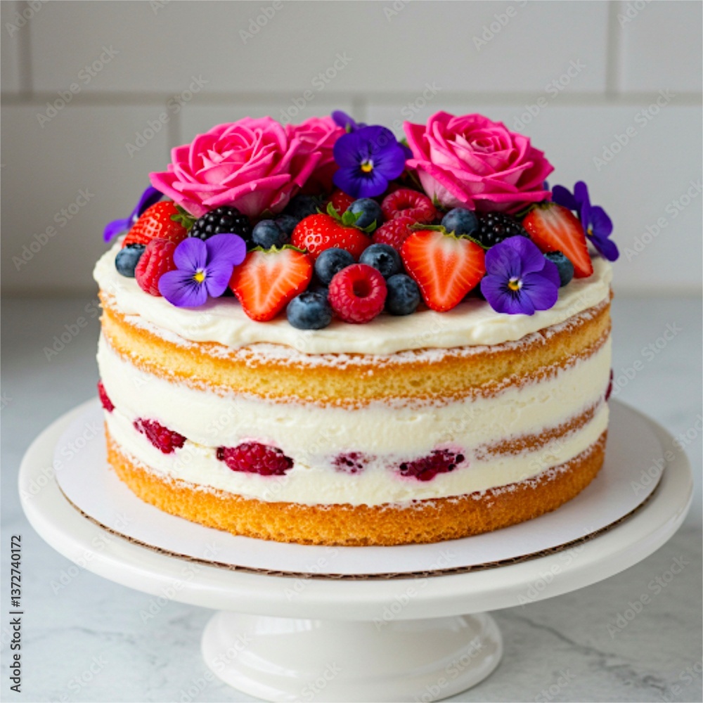 Cake minimal style with flowers. Cake minimal style with flowers.