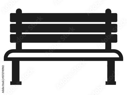 Bench icon black silhouette vector. Bench icon in flat style