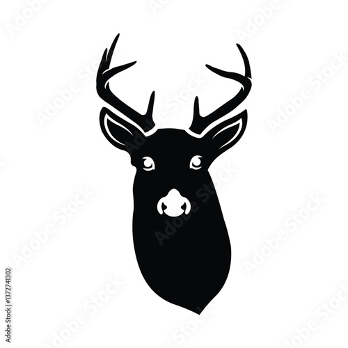 Silhouette of a Majestic Deer Head, deer head vector, deer head silhouette, deer head vector illustration
