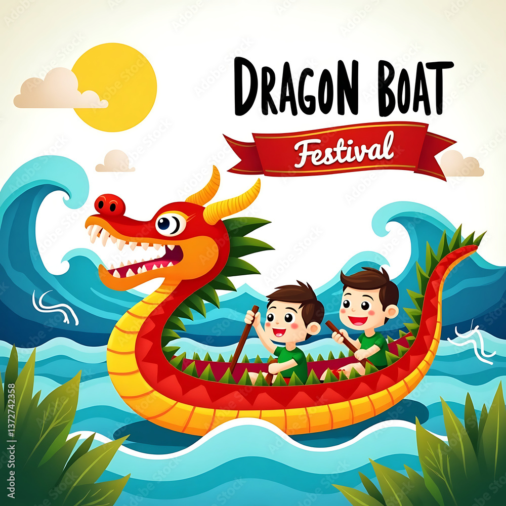 Fototapeta premium Dragon boat festival social media post 