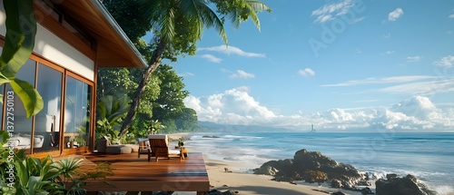 Relaxing beachfront retreat tropical paradise scenic landscape coastal serenity bright day escape to nature