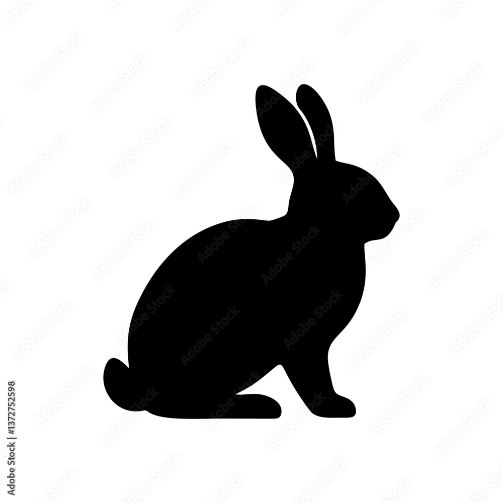 Vector art illustration of a rabbit silhouette on a white background. Vector art illustration of a rabbit silhouette on a white background.