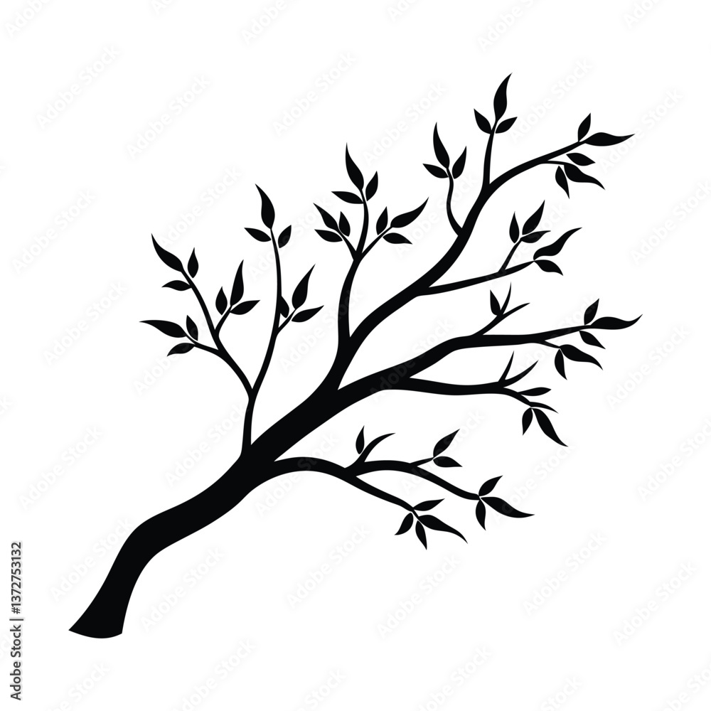 Obraz premium a tree branch vector silhouette on white background