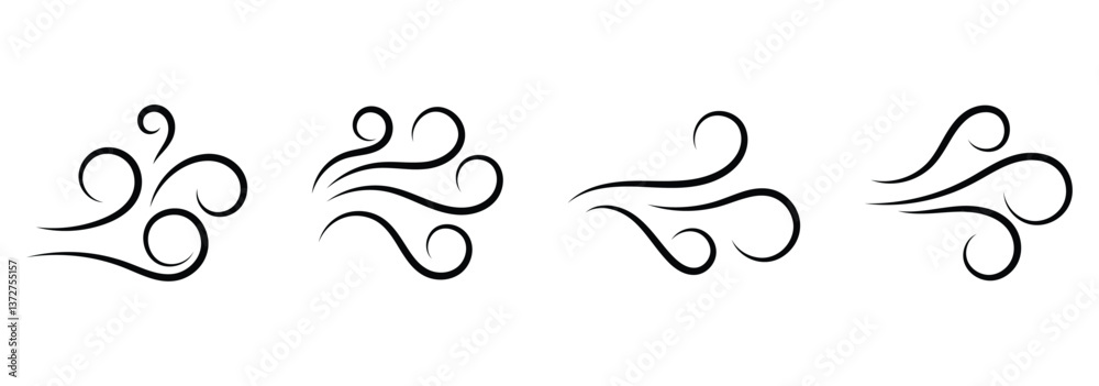 Fototapeta premium Vector line wind icon set
