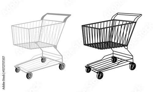 shopping trolley vector illustration isolated on white background.