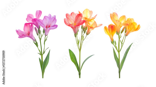 Wallpaper Mural Freesia Set in Three Different Poses on Transparent Background for Floral Illustrations, Greeting Cards, or Botanical Art Torontodigital.ca