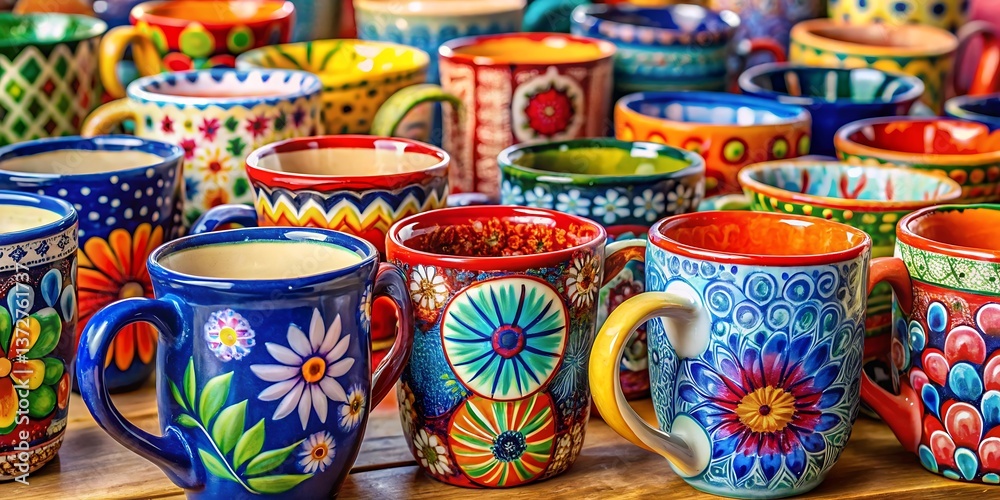 a collection of colorful coffee mugs with various .jpg a collection of colorful coffee mugs with various .jpg