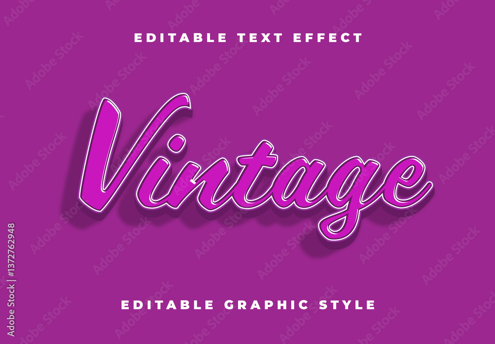 Retro Pink Writing Pink Vintage Script Font Classic Bold Shadow Text Effect Stock Template ...
