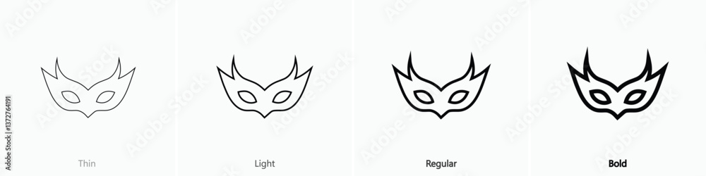 Masquerade mask outline icon. Thin, Light Regular And Bold style design isolated on white background Masquerade mask outline icon. Thin, Light Regular And Bold style design isolated on white background