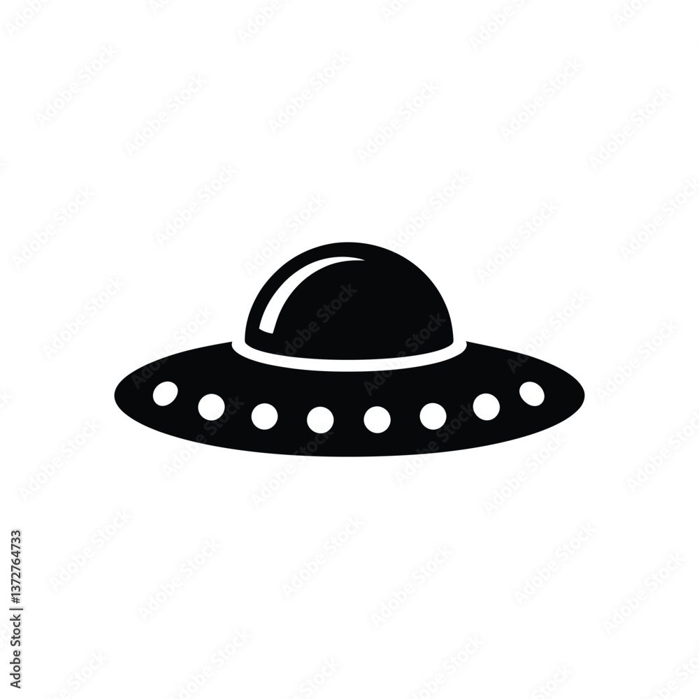 UFO spaceship icon. Black UFO spaceship icon on white background. Vector illustration UFO spaceship icon. Black UFO spaceship icon on white background. Vector illustration
