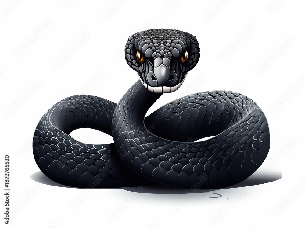 Fototapeta premium Black Mamba, clipart, illustration isolate on white background