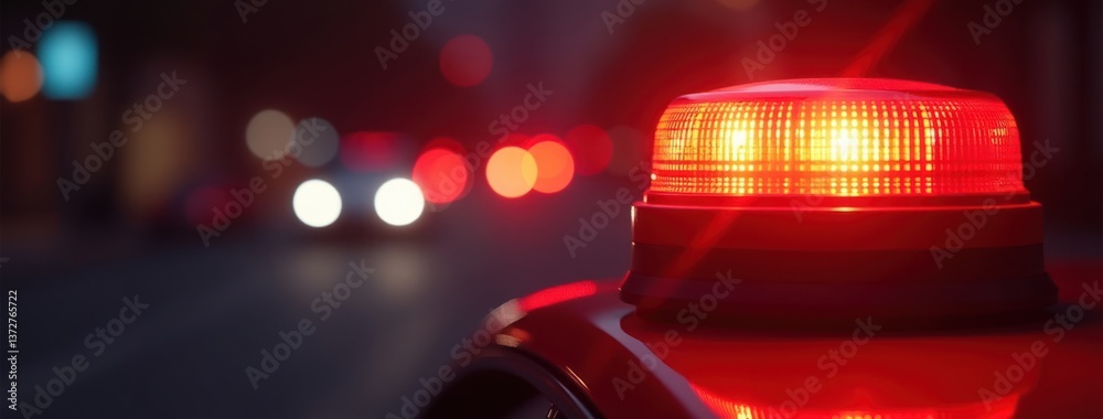 Red Emergency Light - Warning Beacon. Ideal for safety equipment websites, emergency warning advertisements, law enforcement graphic designs, police vehicle presentations Red Emergency Light - Warning Beacon. Ideal for safety equipment websites, emergency warning advertisements, law enforcement graphic designs, police vehicle presentations