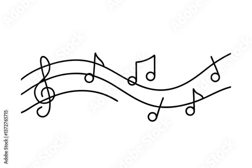 Musical Notes Treble Clef Melody Rhythm Staff Line Art