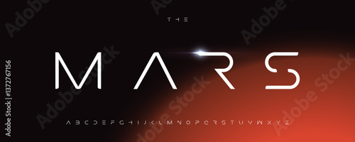 Minimal futuristic space alphabet with sleek sharp letters and cosmic glow. Modern sci-fi font for space branding, tech posters, digital logo and headline. Vector typeset