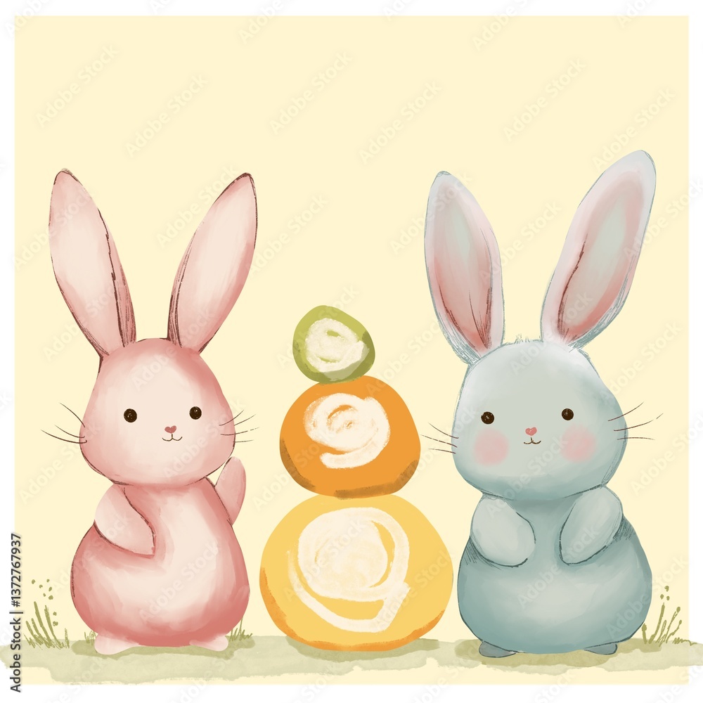 Obraz premium Cute animals, nursery. Bunnies