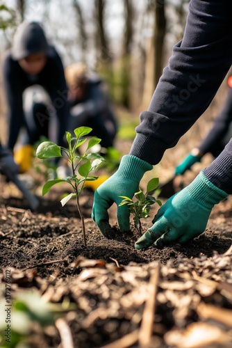 Obraz na płótnie Tree-Planting Event with Volunteers w salonie