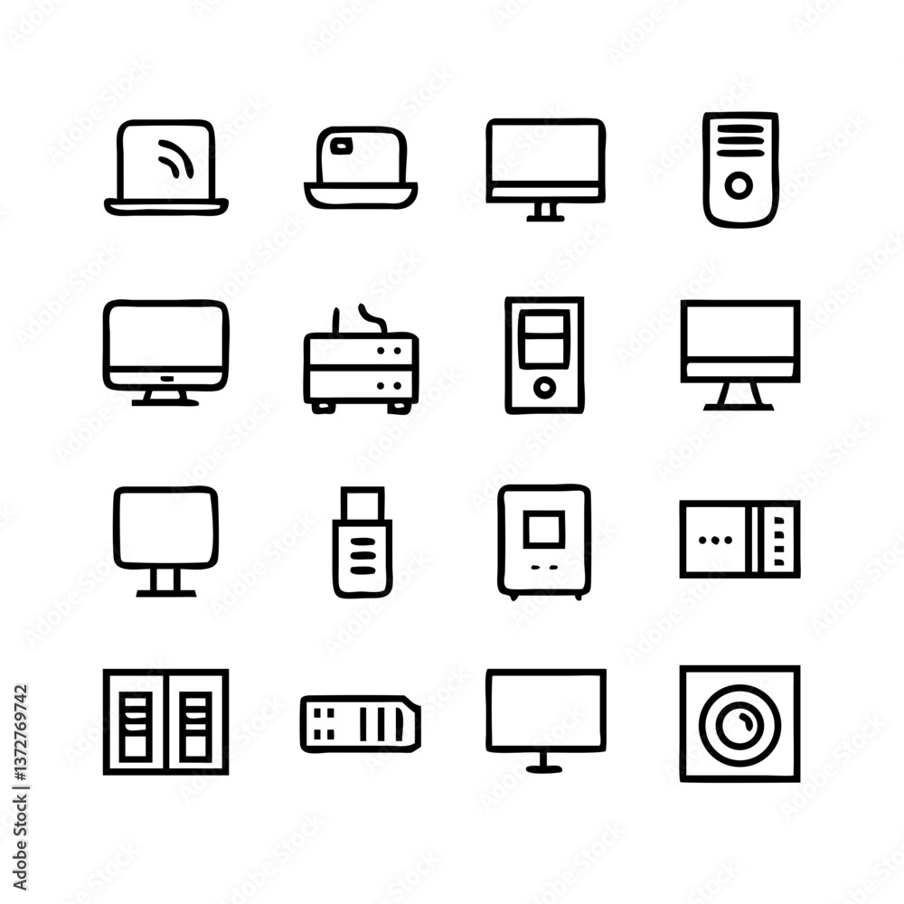 Computer and Hardware Icon Pack Vector Computer and Hardware Icon Pack Vector