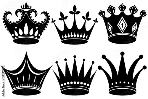Majestic Crowns: An exquisite assortment of regal crowns. Showcasing their unique silhouettes and intricate details, capturing the essence of royalty.