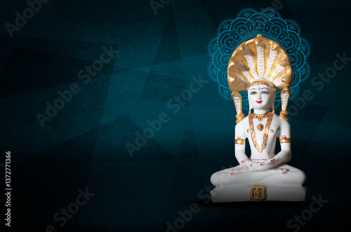 Happy Mahavir jayanti JAIN GOD IDOL picture of the deity Mahavira sculpted