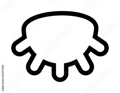 A bold line icon of a cow's udder in minimal style.