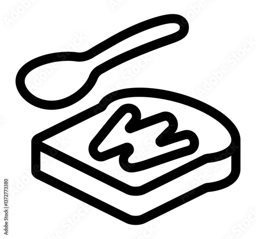A line icon of condensed milk being spread on a slice of bread.