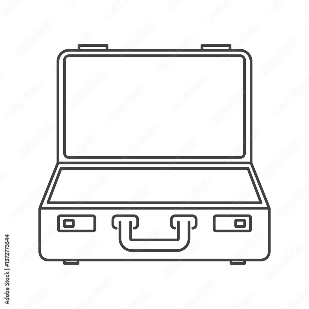 Open Suitcase Icon – Minimal Travel and Business Bag Line Illustration. Open Suitcase Icon – Minimal Travel and Business Bag Line Illustration.