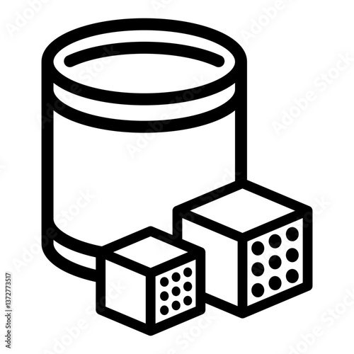 A line icon of a container with sugar cubes in front.