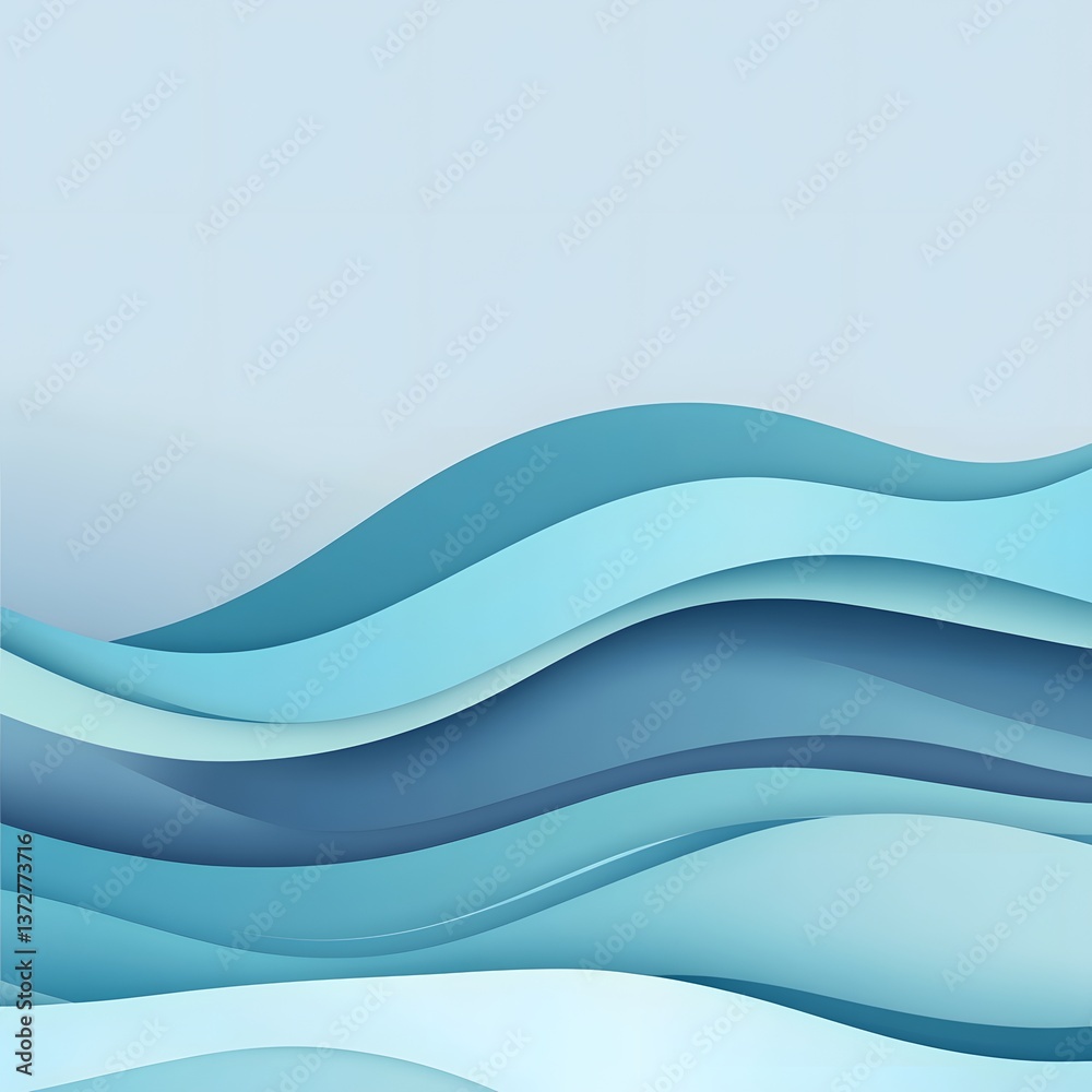Fototapeta premium Blue abstract background with wavy lines with copy space.
