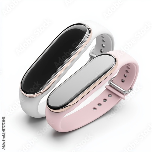 White and pink fitness trackers with sleek design